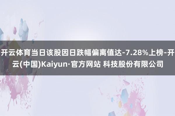 开云体育当日该股因日跌幅偏离值达-7.28%上榜-开云(中国)Kaiyun·官方网站 科技股份有限公司